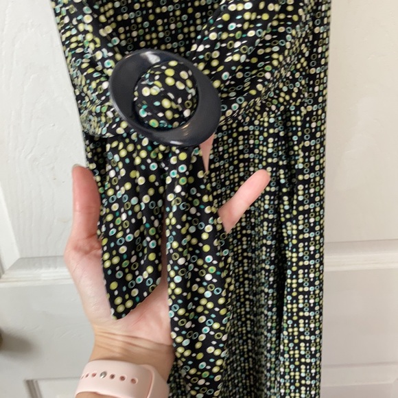 Kupcake green black boat neck short sleeve midi maxi tie front shortsleeve dress - Picture 5 of 17